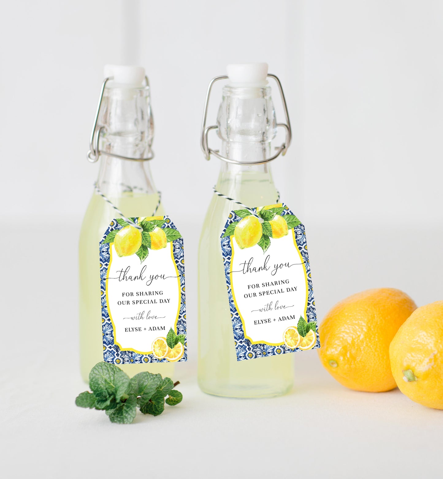 Positano Lemons | Printable Favour Tags Template - Black Bow Studio