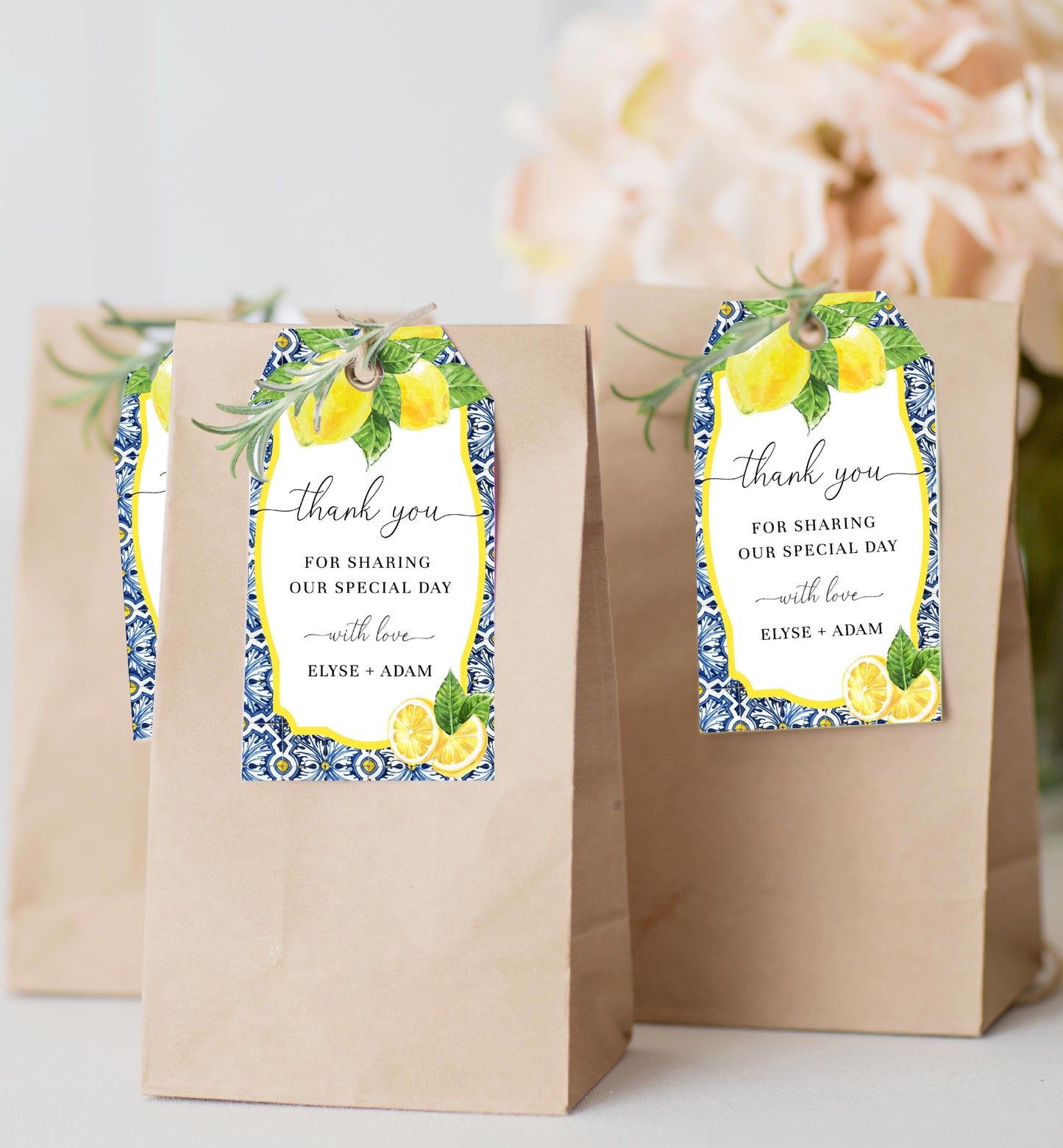 Positano Lemons | Printable Favour Tags Template - Black Bow Studio