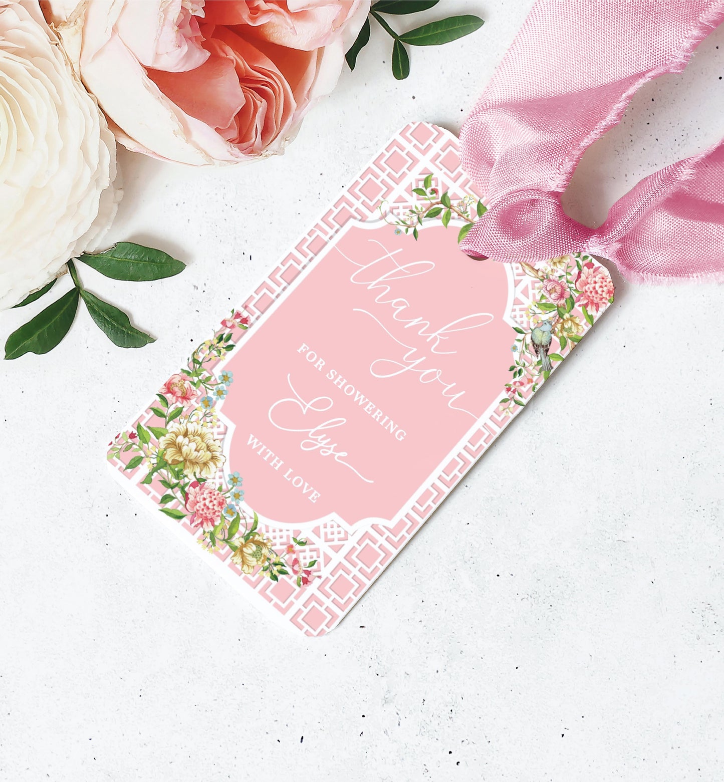 Trianon Pink | Printable Favour Tags - Black Bow Studio