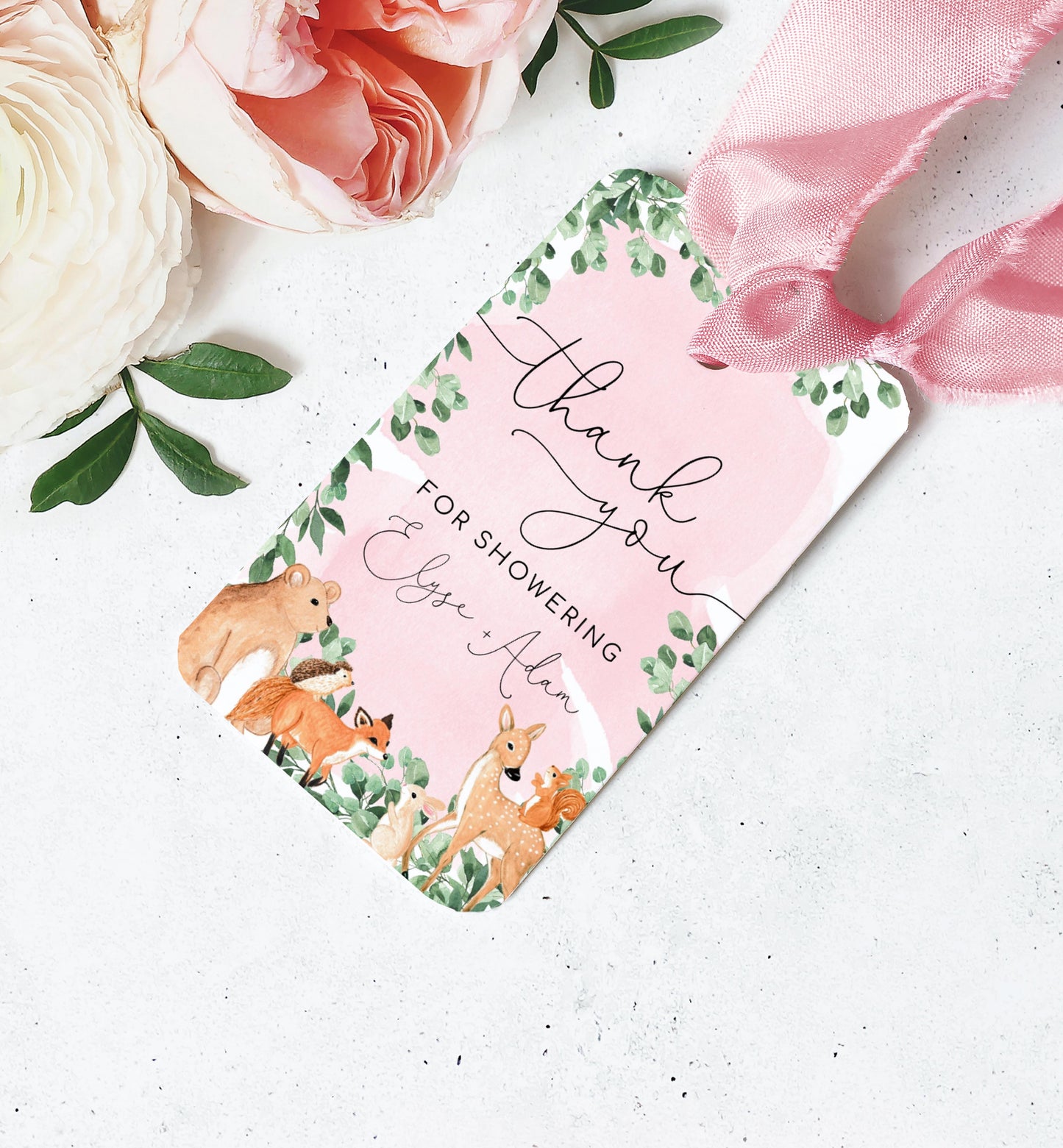 Woodland Animals Pink | Printable Thank You Favour Tags