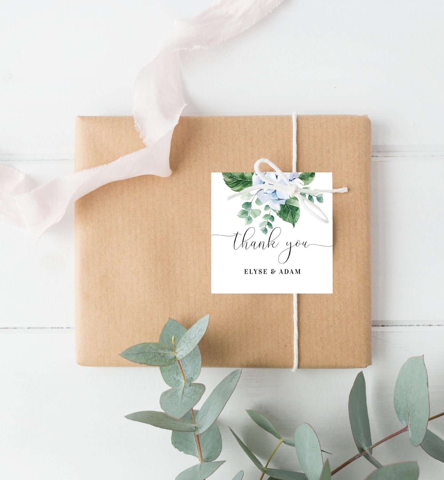 Ferras Blossom Blue | Printable Thank You Favour Tags - Black Bow Studio