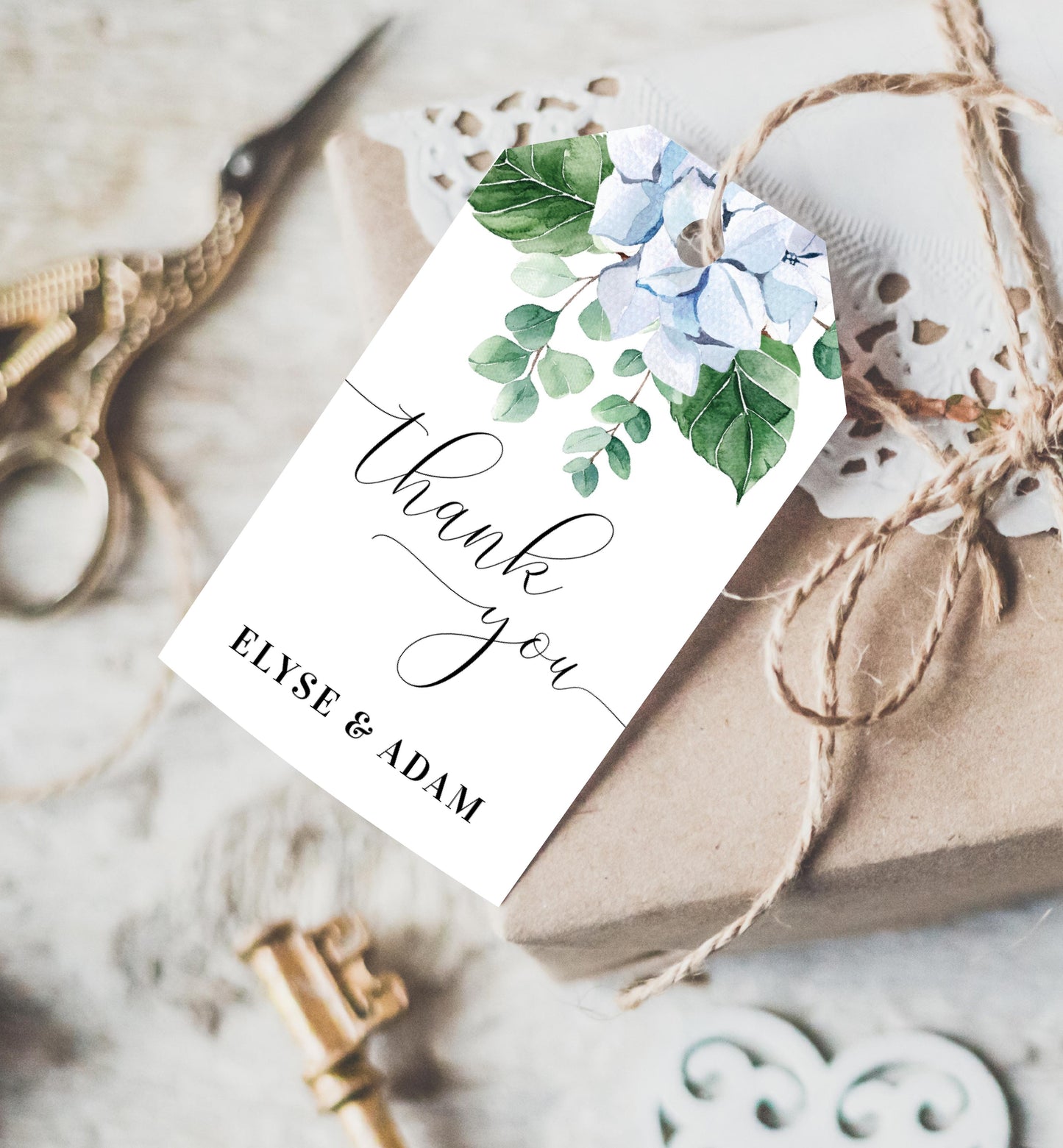 Ferras Blossom Blue | Printable Thank You Favour Tags - Black Bow Studio