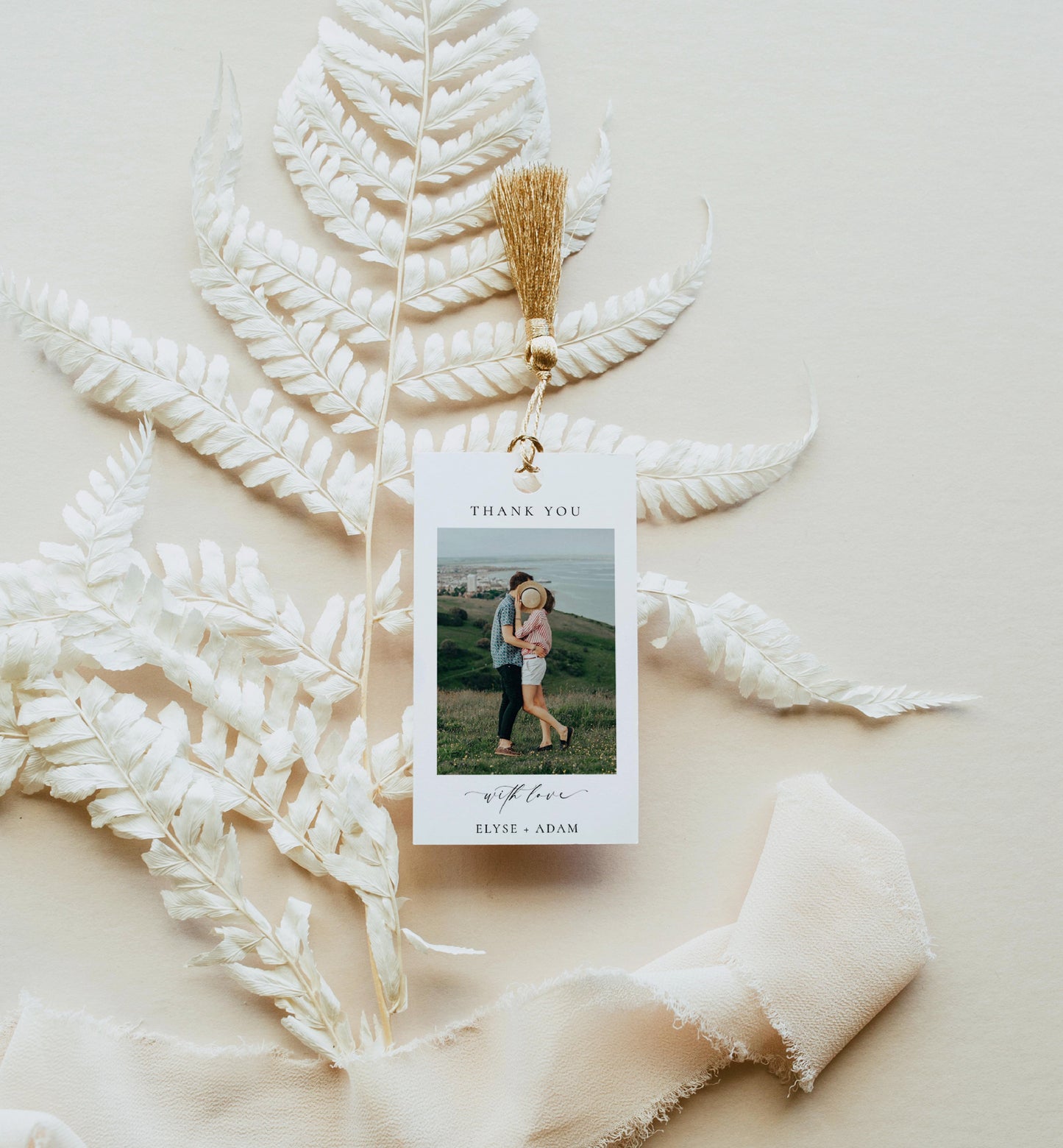 Ellesmere White | Printable Photo Favour Tag Template