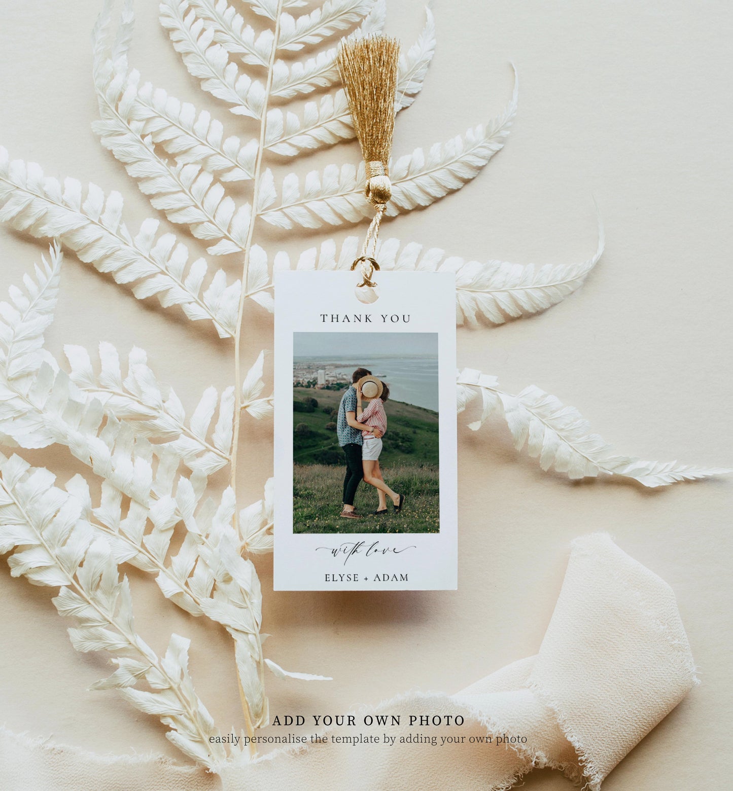 Ellesmere White | Printable Photo Favour Tag Template