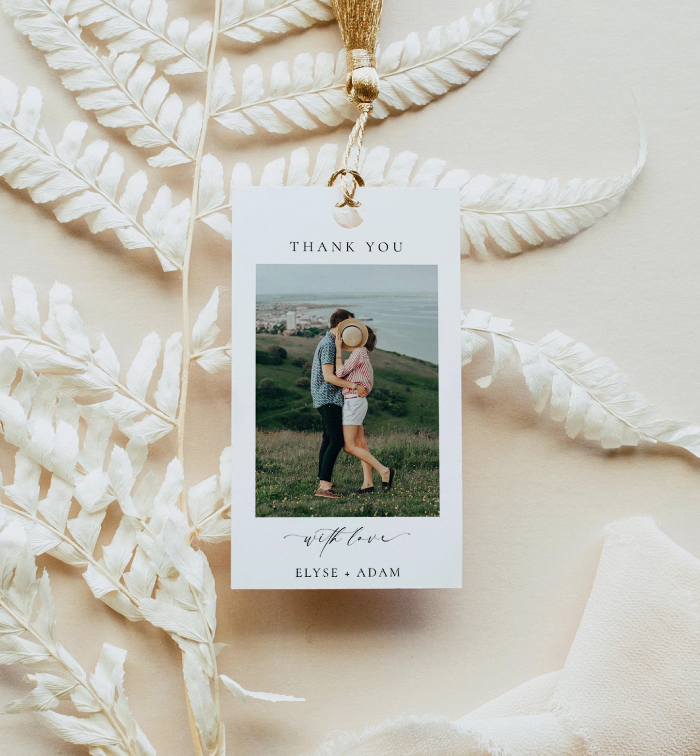 Ellesmere White | Printable Photo Favour Tag Template
