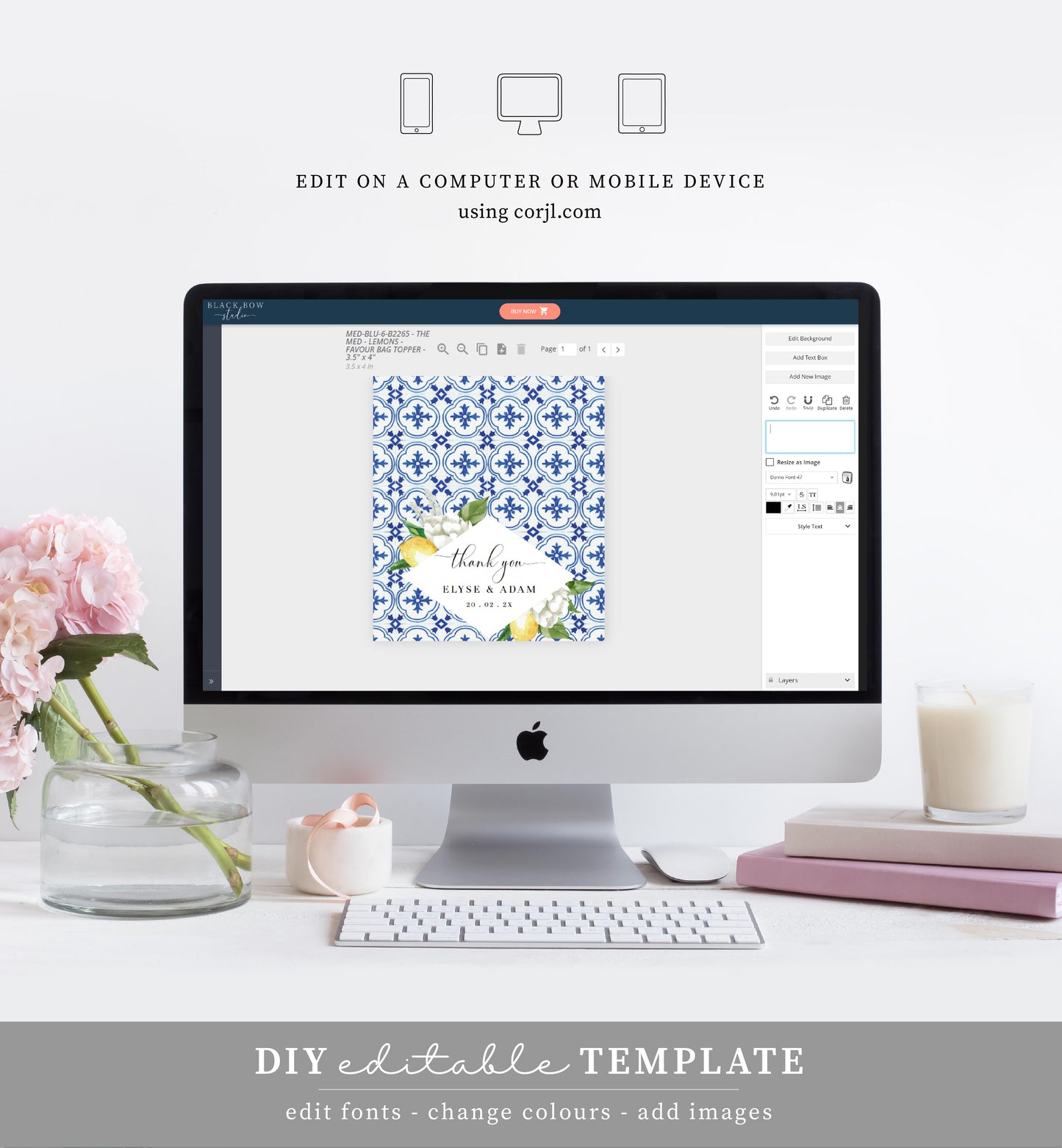 The Med Lemons | Printable Favour Treat Bag Topper Template