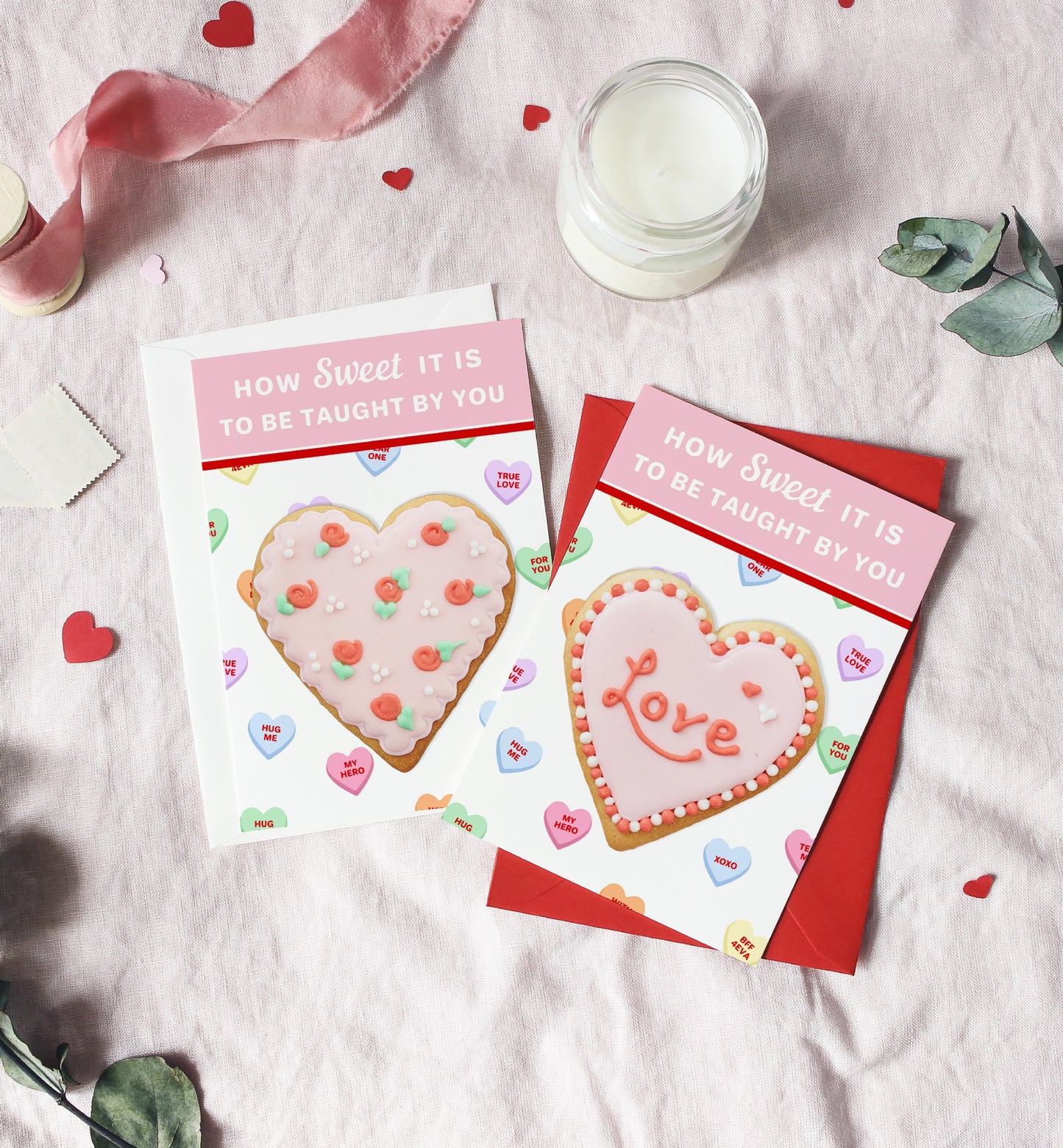 Convo Hearts White | Printable Sweetheart Valentine Cookie Card Template