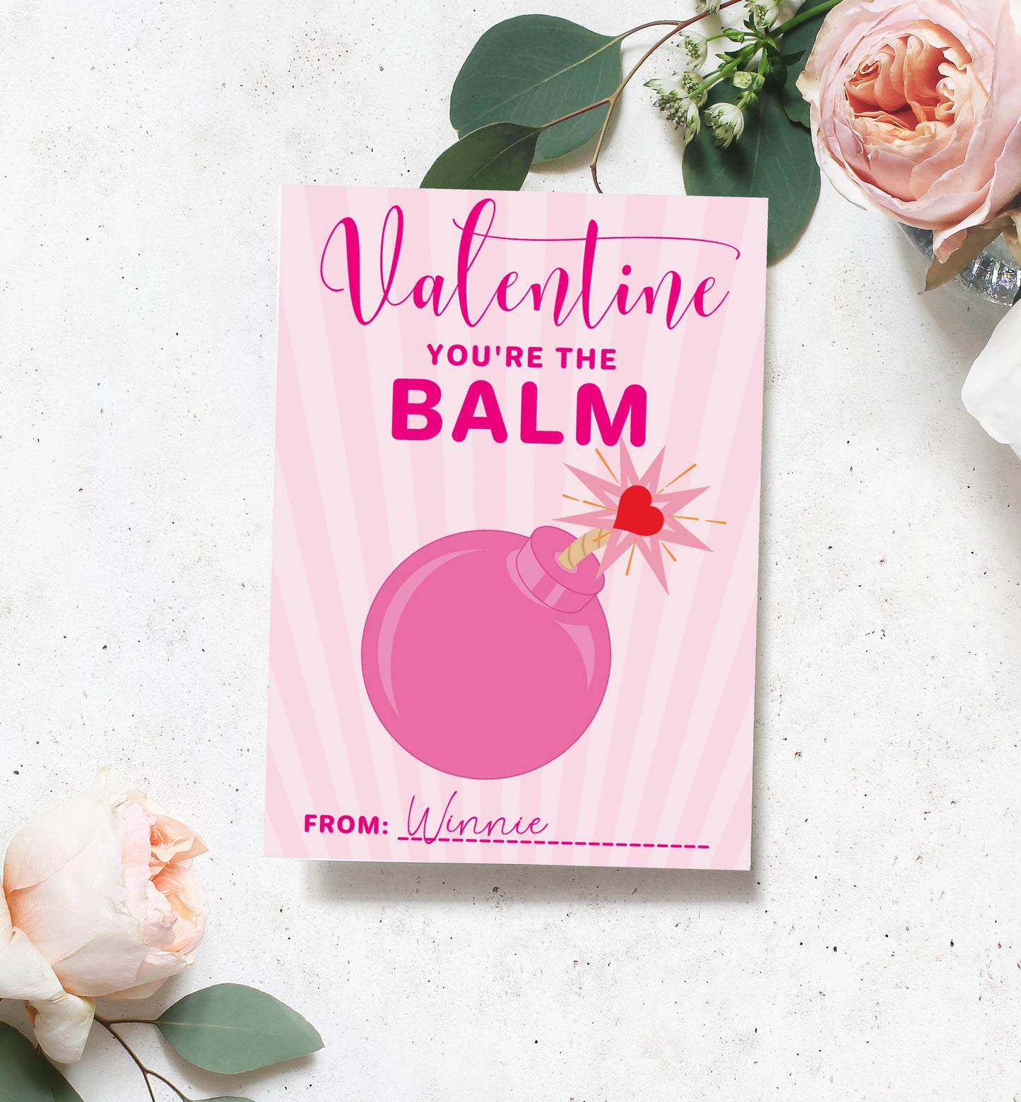 Sunray Pink | Printable Valentine's Day Lip Balm Card Template