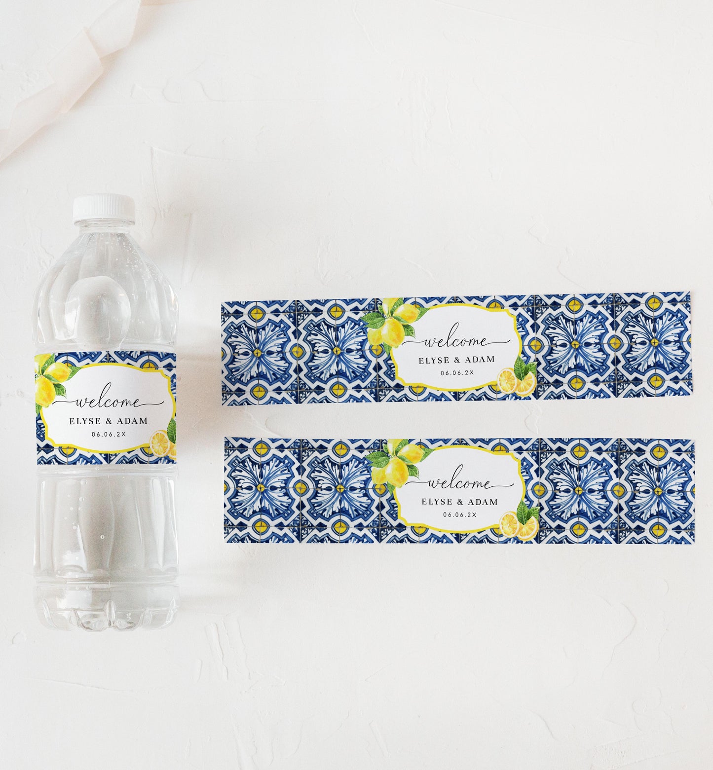 Positano Lemons | Printable Water Bottle Welcome Label Template