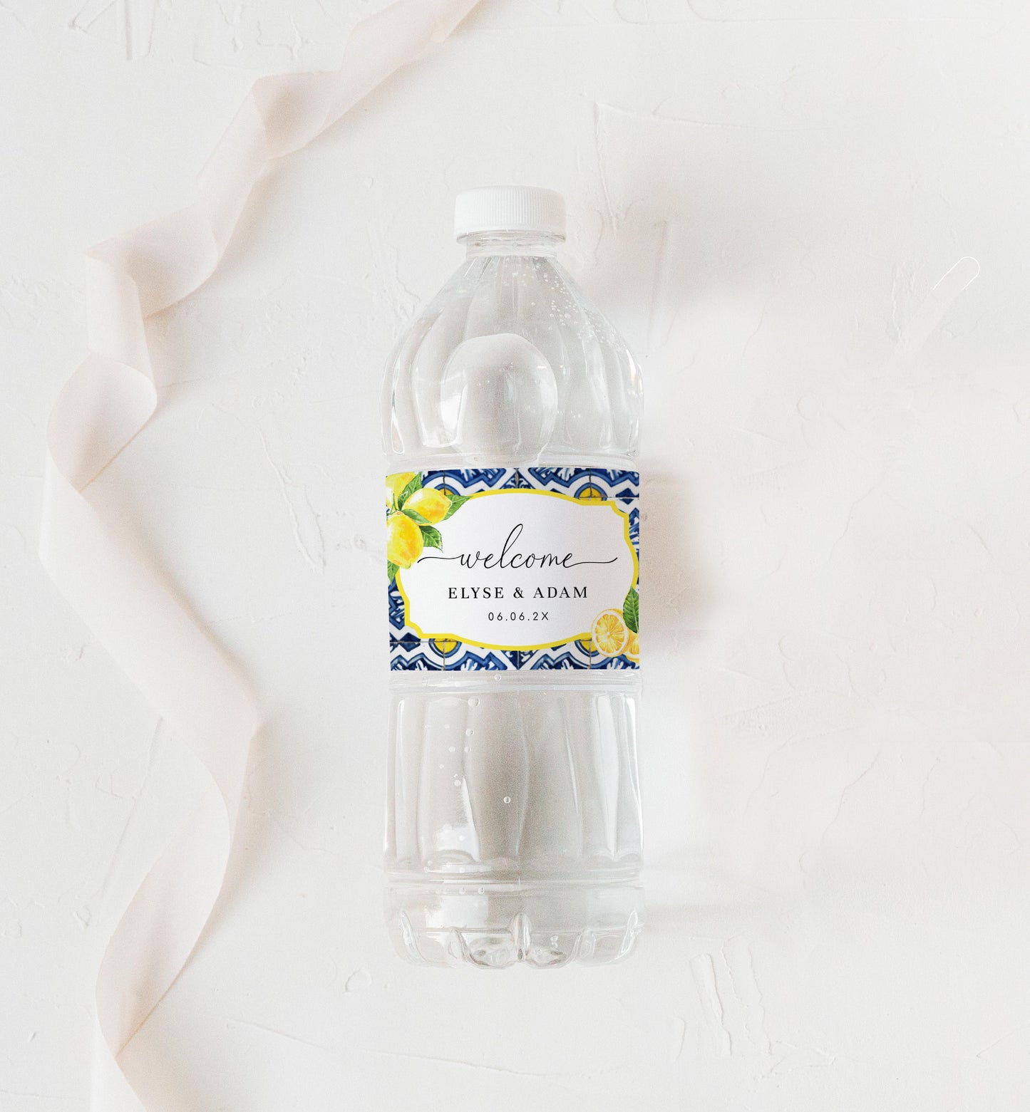 Positano Lemons | Printable Water Bottle Welcome Label Template