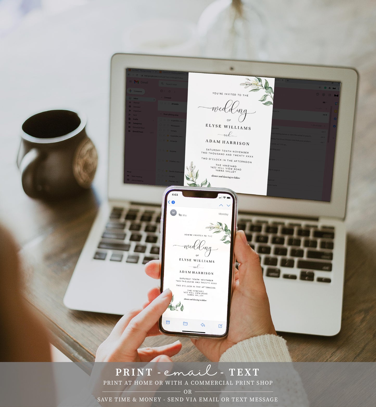 Muted Greenery | Printable Wedding Invitation Suite