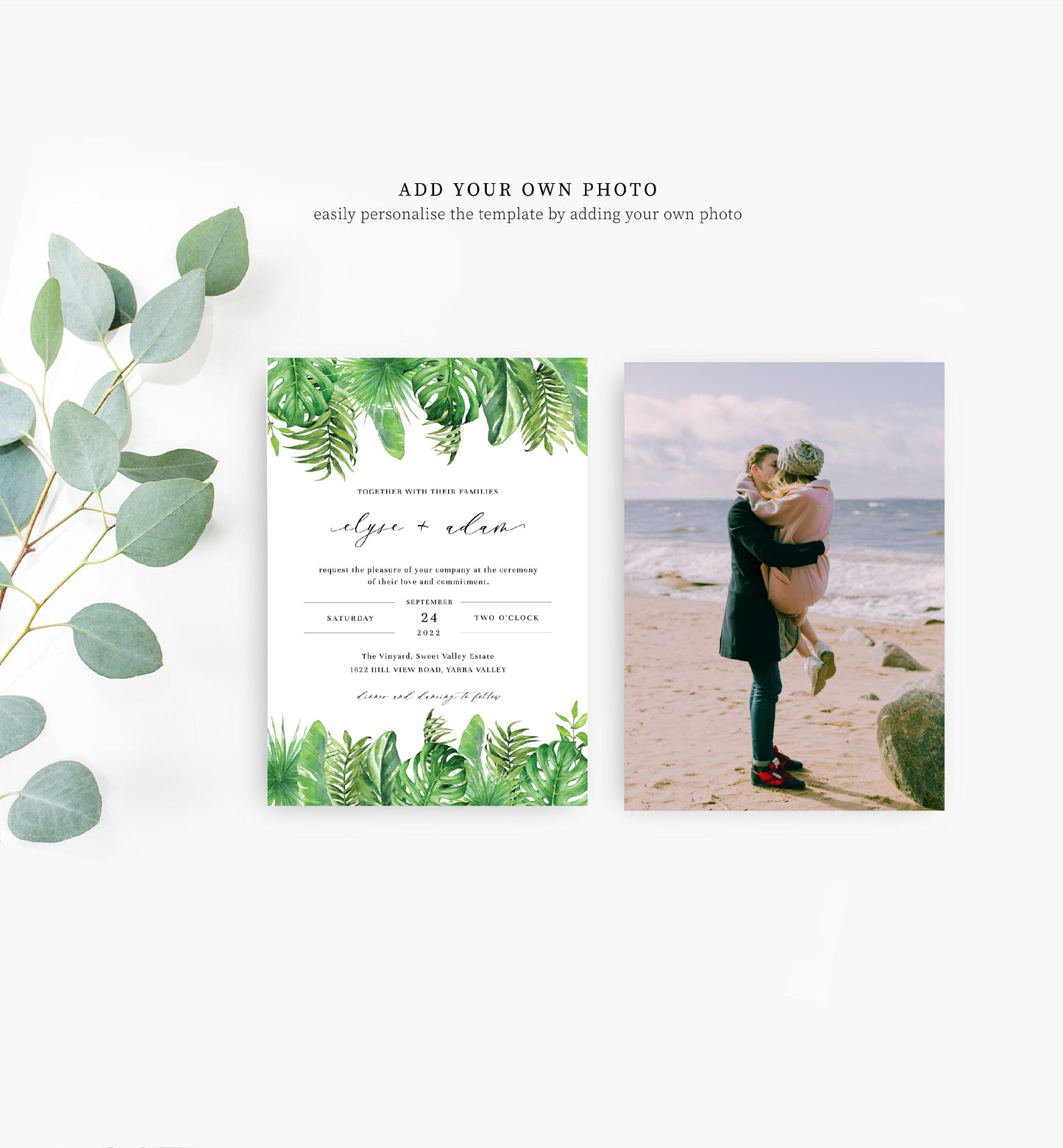 Nantucket Palm | Printable Wedding Invitation Suite - Black Bow Studio
