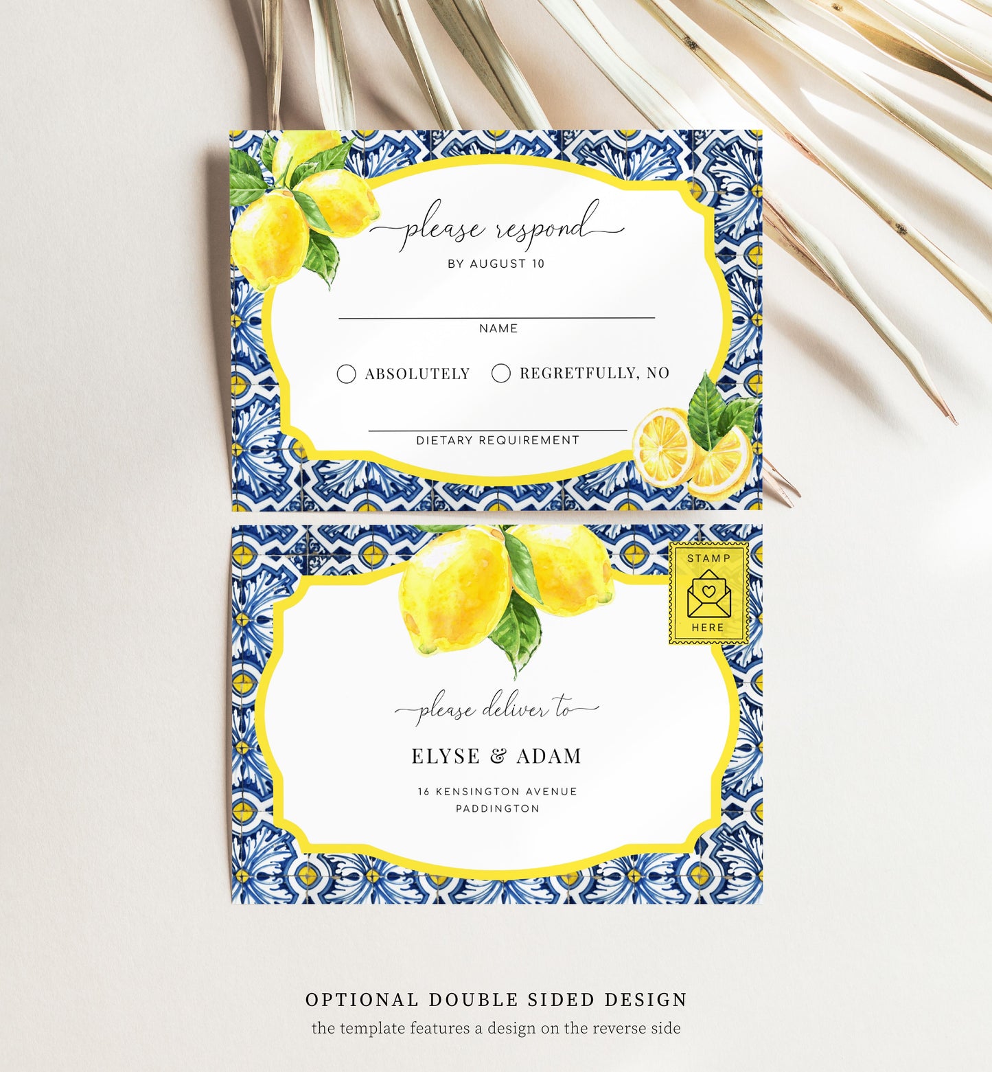 Positano Lemons | Printable Wedding Invitation Suite Template