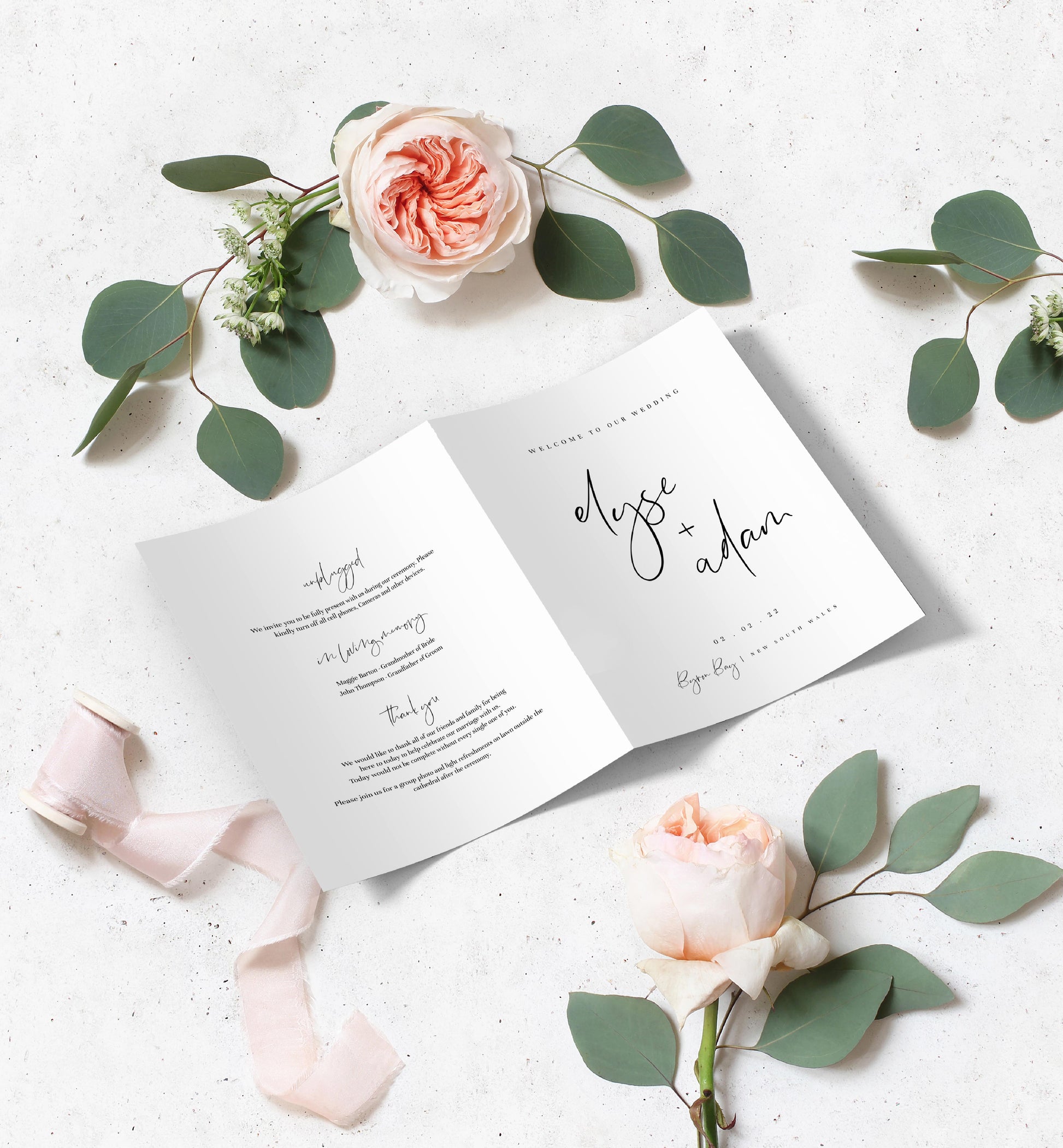 Gigi Script | Printable Wedding Program - Black Bow Studio