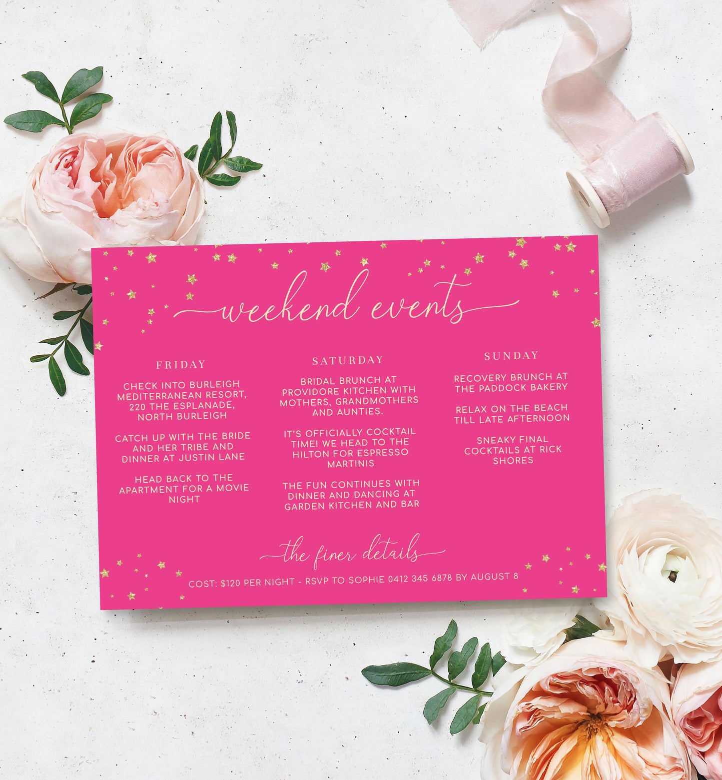 Paintly Hot Pink Gold | Printable Weekend Itinerary