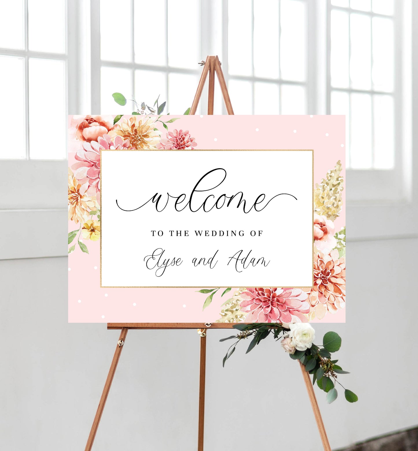 Quinn Floral Pink | Printable Welcome Sign