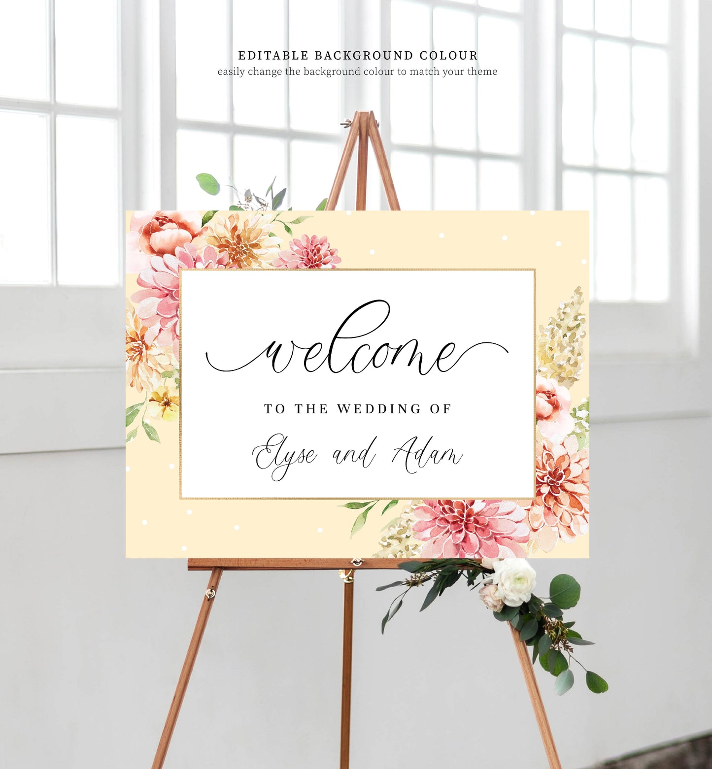 Quinn Floral Pink | Printable Welcome Sign