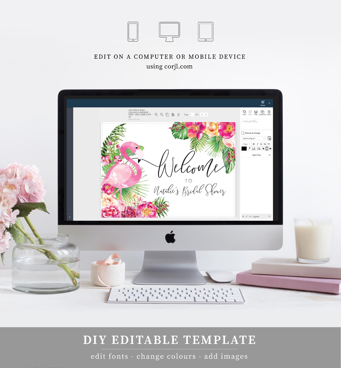 Laguna Flamingo | Printable Welcome Sign - Black Bow Studio