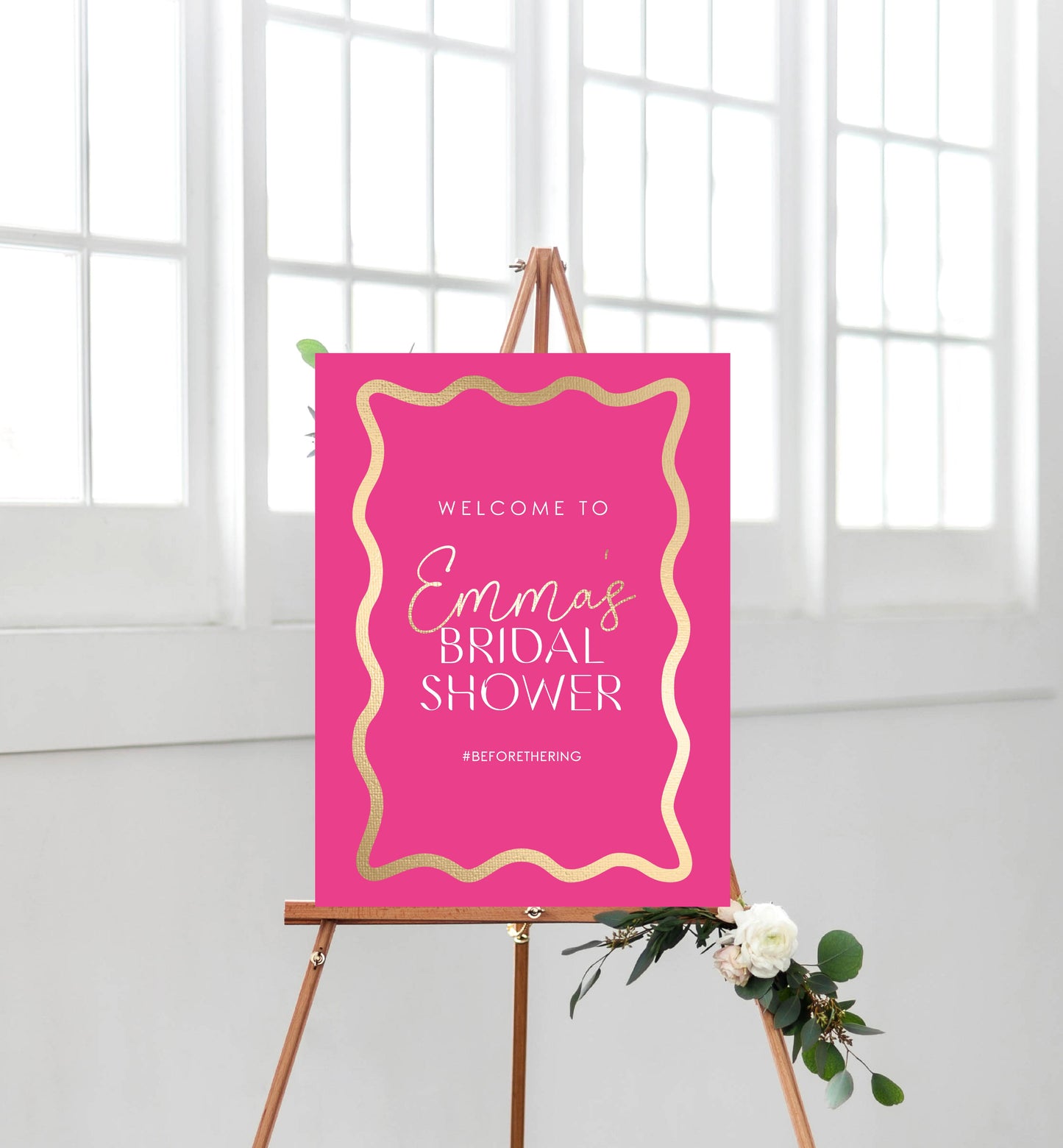 Wave Hot Pink Gold | Printable Welcome Sign Template