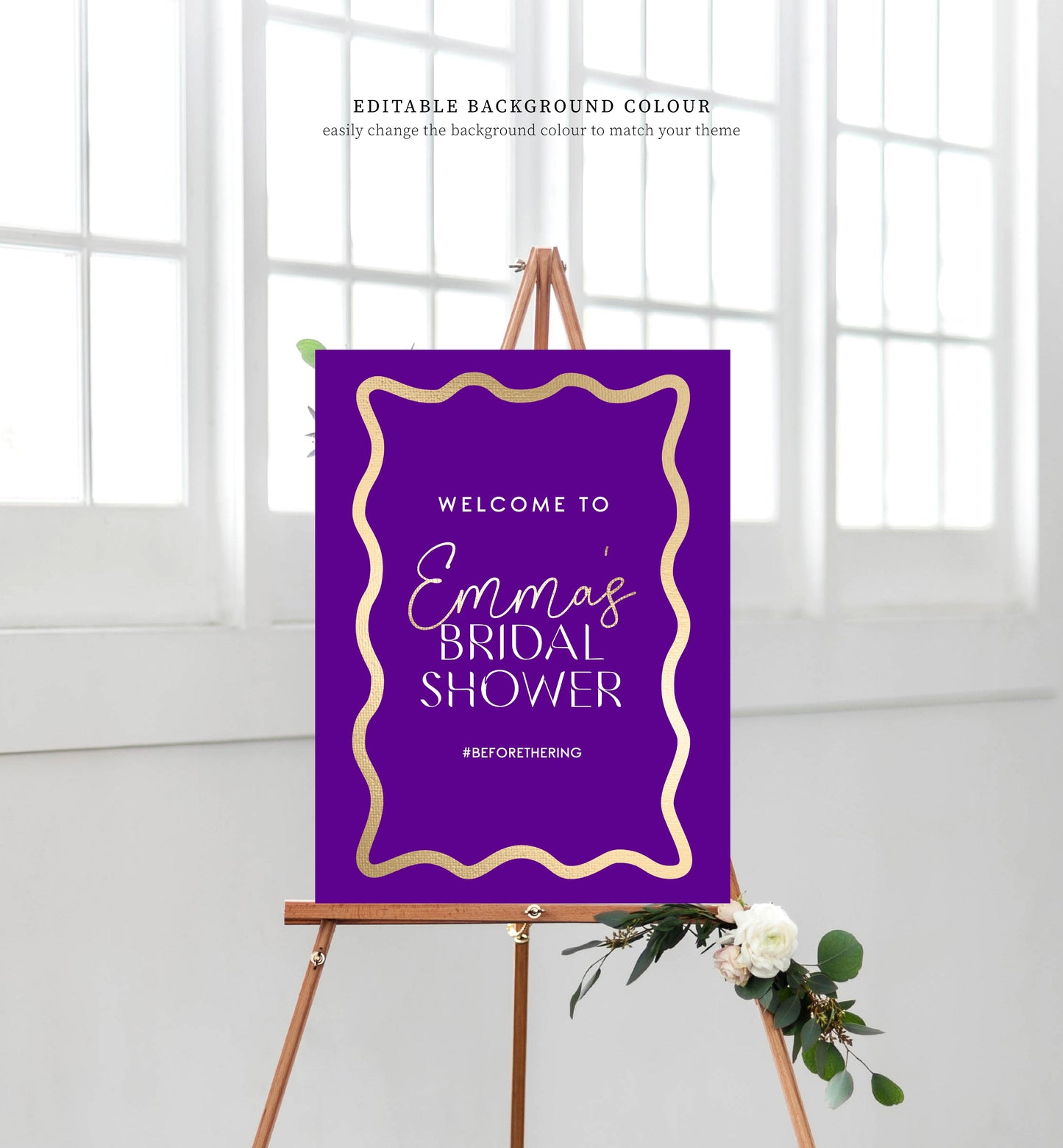 Wave Hot Pink Gold | Printable Welcome Sign Template
