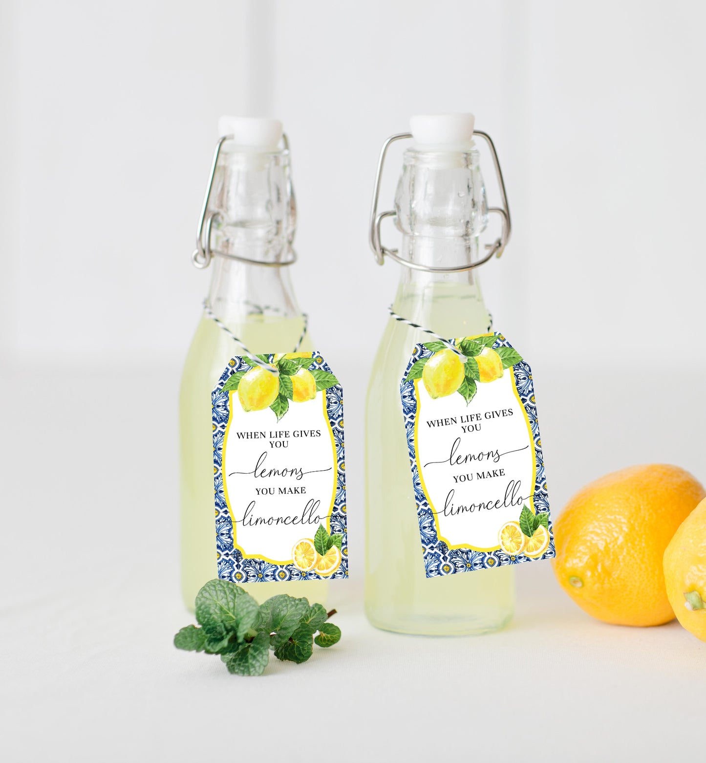 Positano Lemons | Printable Limoncello Favour Tags Template