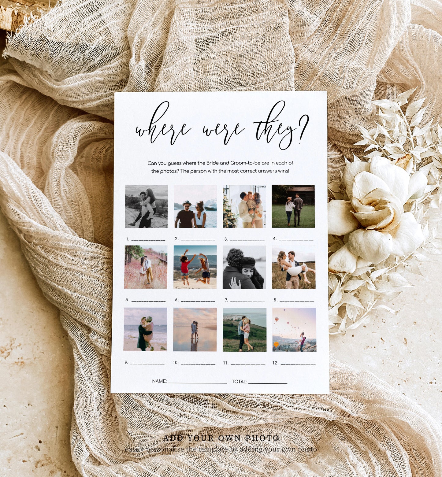Lucas White | Printable Where Were They Photo Bridal Shower Game