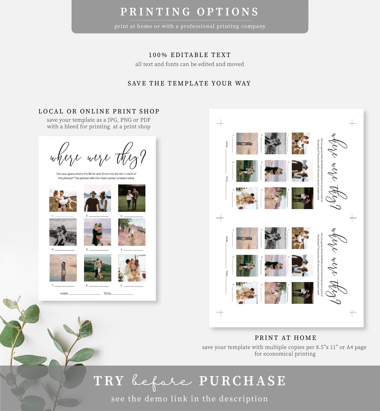 Lucas White | Printable Where Were They Photo Bridal Shower Game