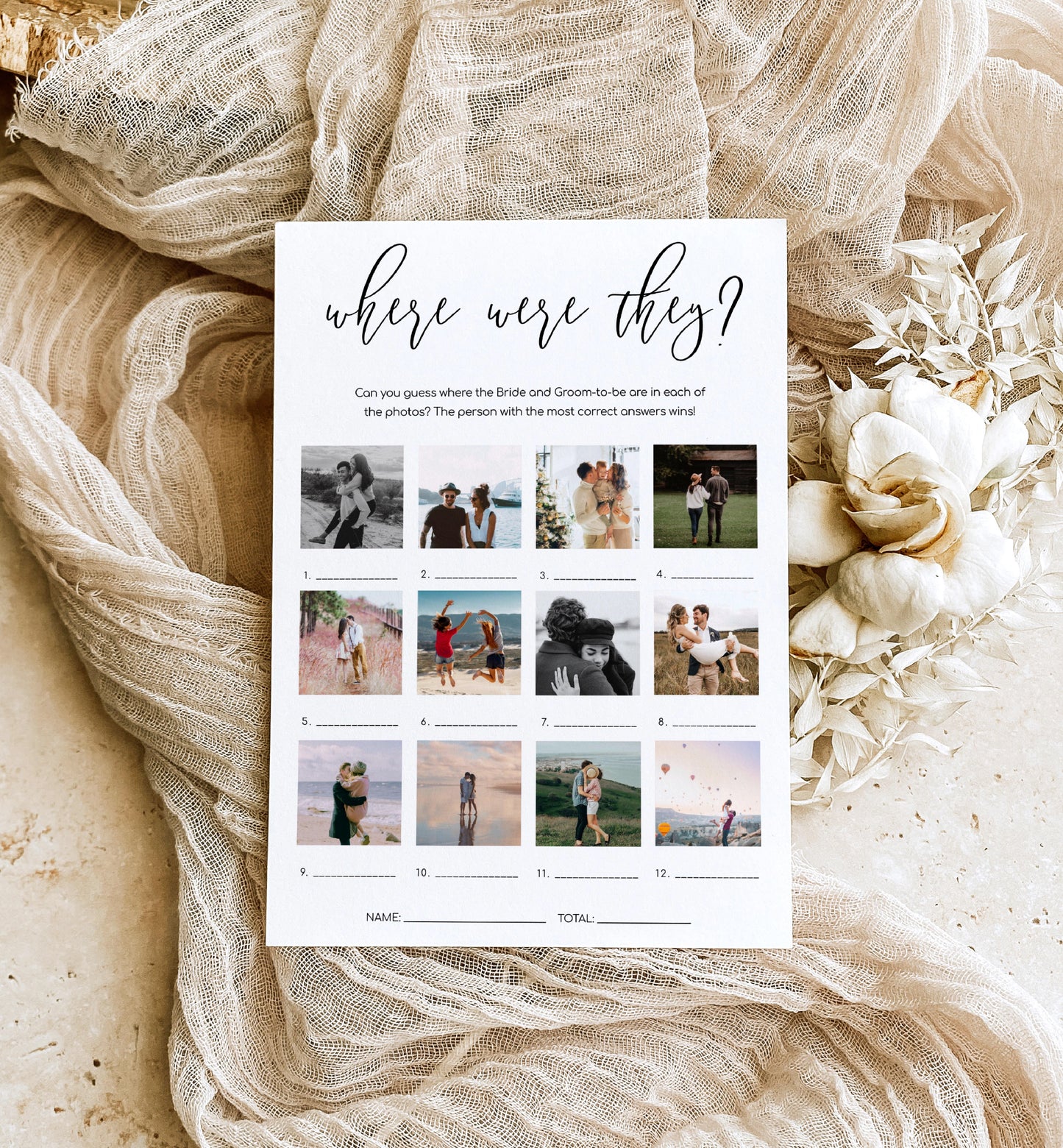 Lucas White | Printable Where Were They Photo Bridal Shower Game