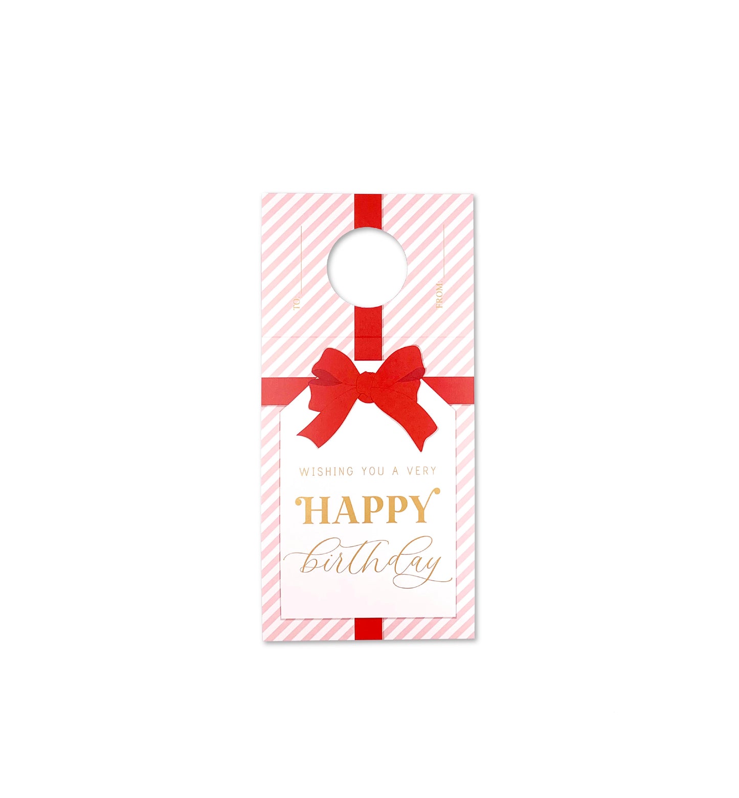 Stripe Pink Red | Happy Birthday Wine Bottle Tag Kit
