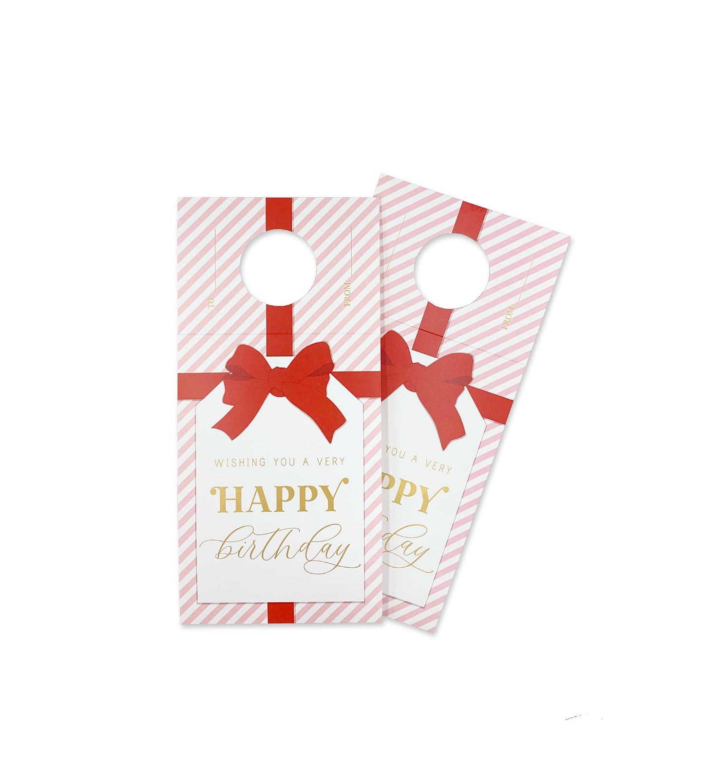 Stripe Pink Red | Happy Birthday Wine Bottle Tag Kit