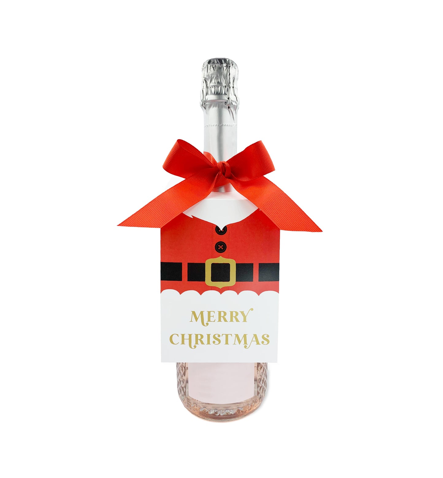 Santa Coat Red | Wine Bottle Gift Tag Kit