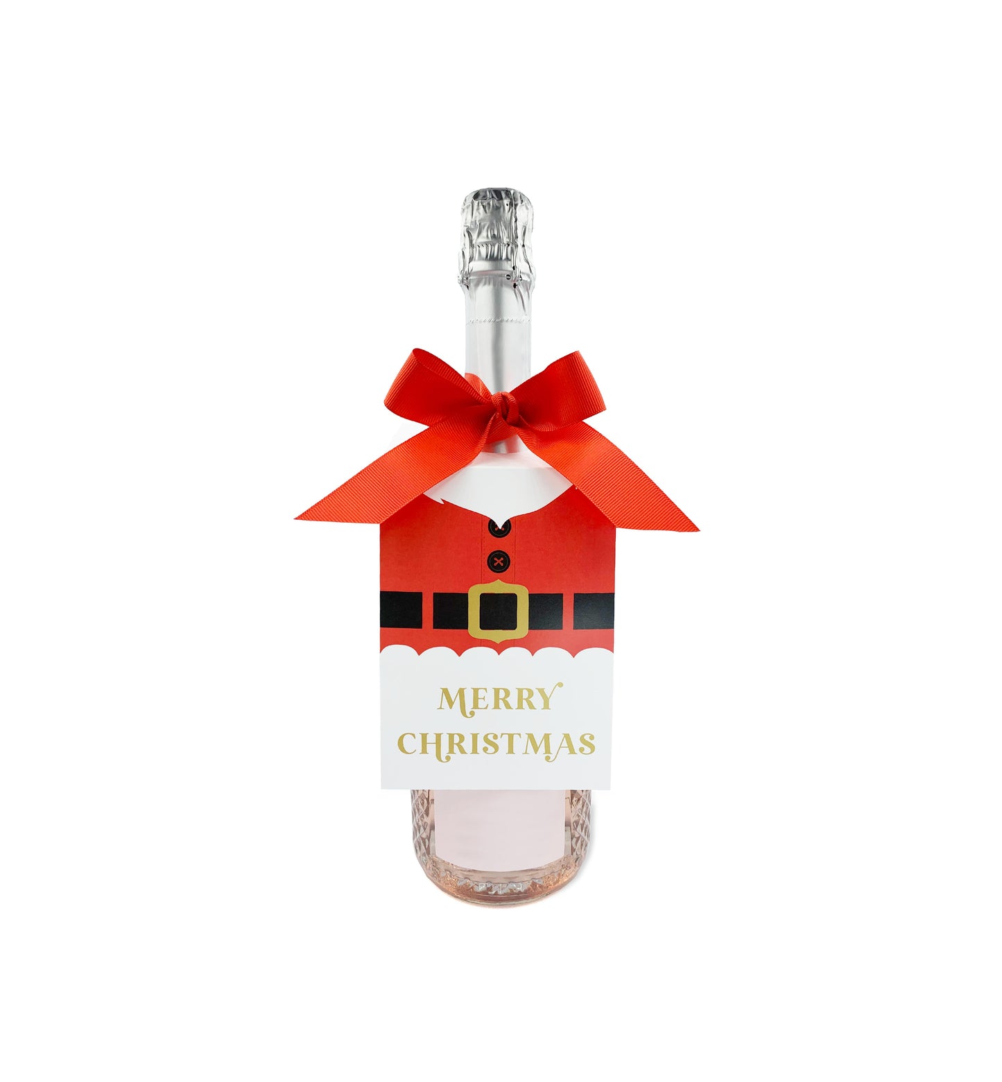 Santa Coat Red | Wine Bottle Gift Tag Kit