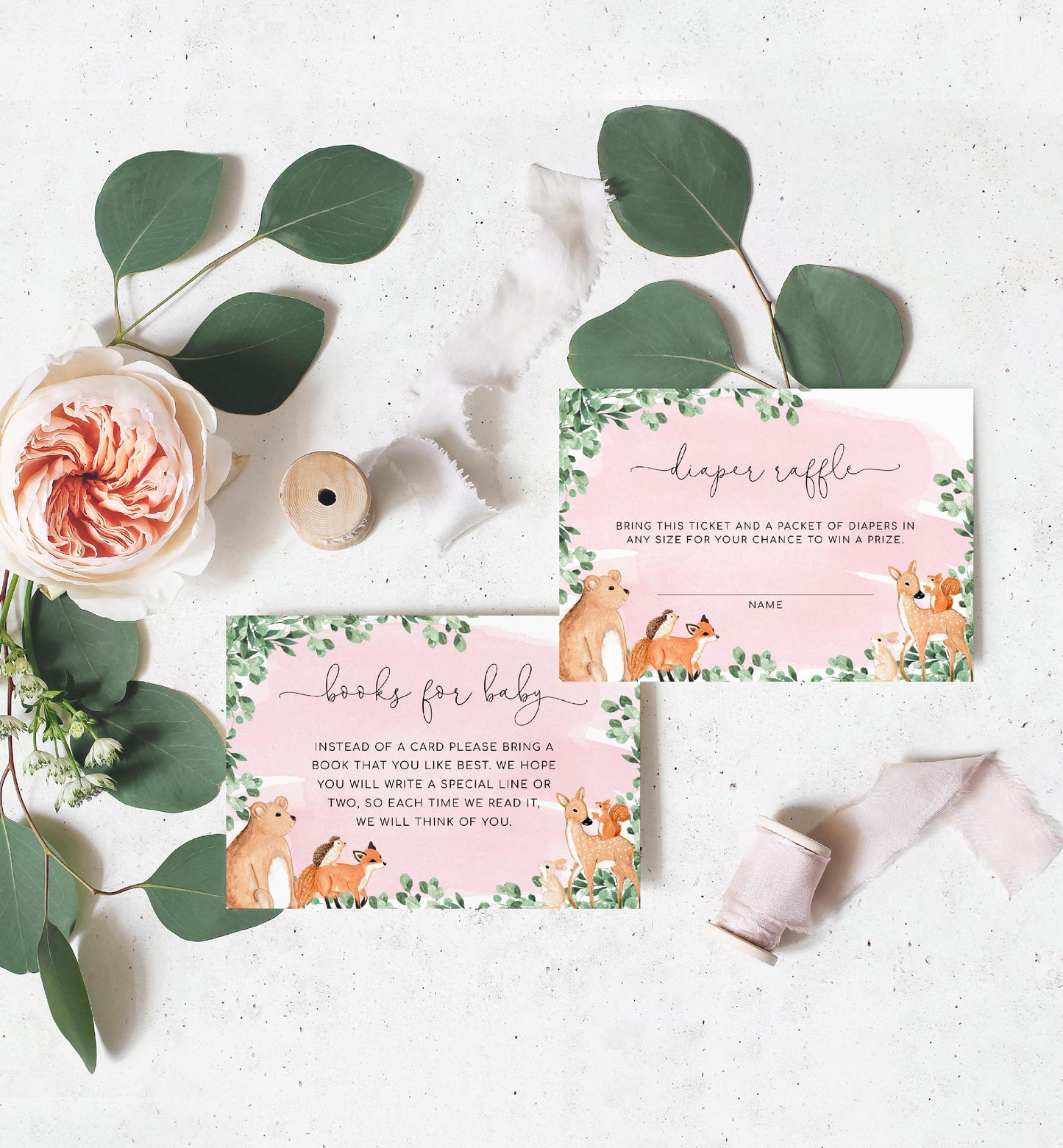 Woodland Animals Pink | Printable Baby Shower Invitation Suite