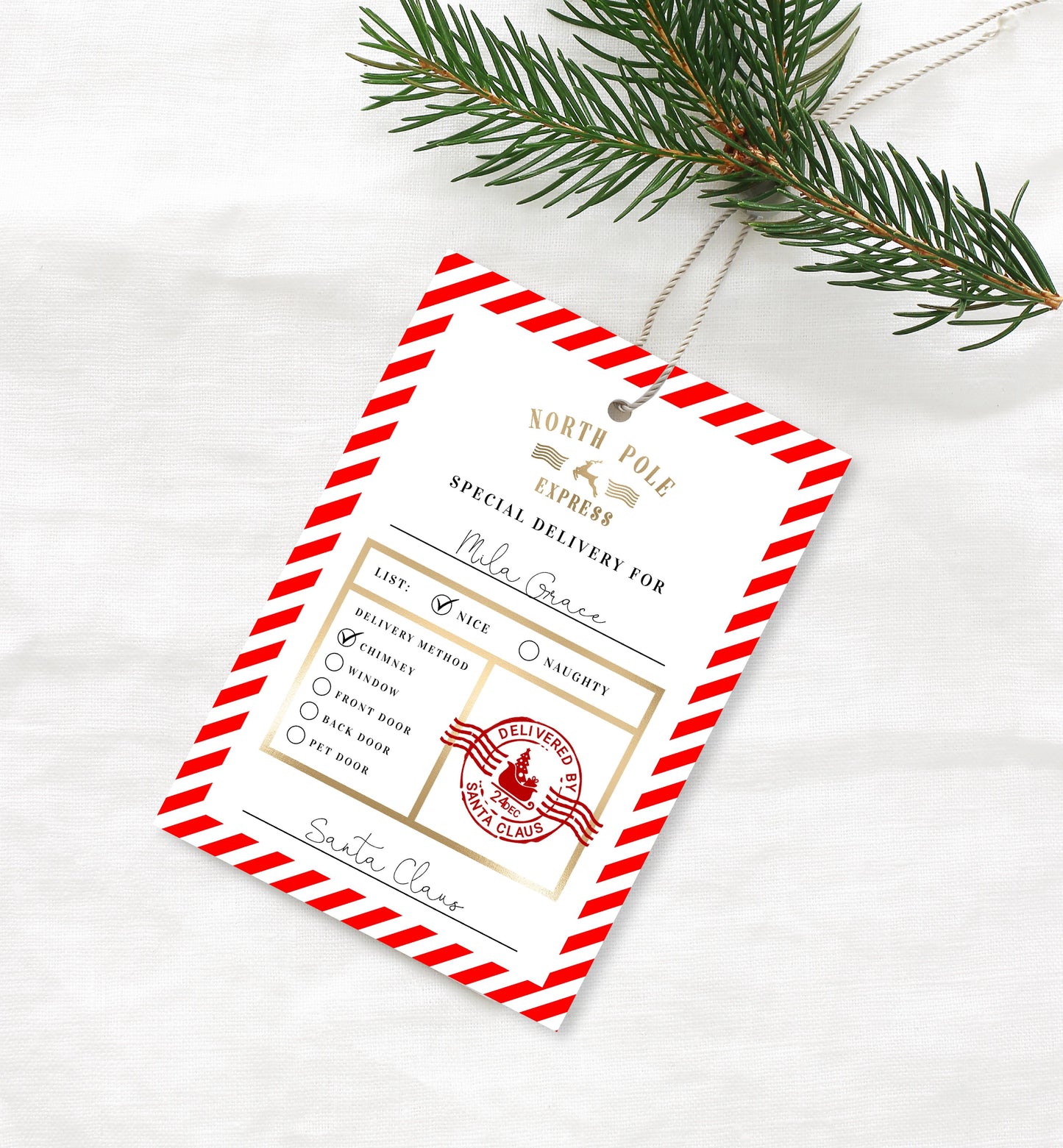 North Pole Express Red | Printable Christmas Gift Tag Template