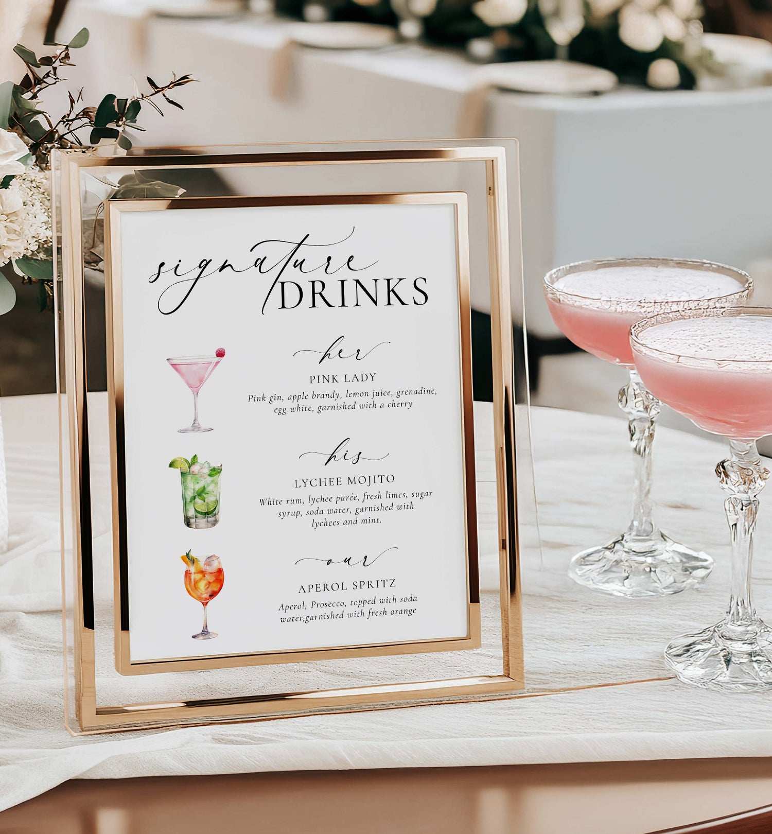 Printable Signature Drinks Sign Templates