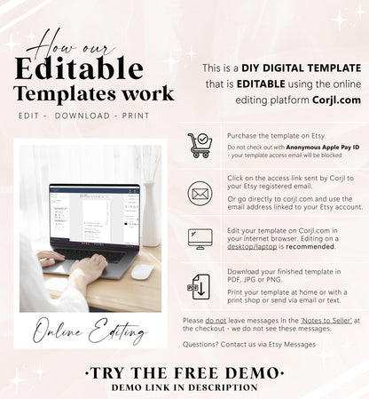 Ellesmere White | Printable Signature Drinks Menu Sign Template