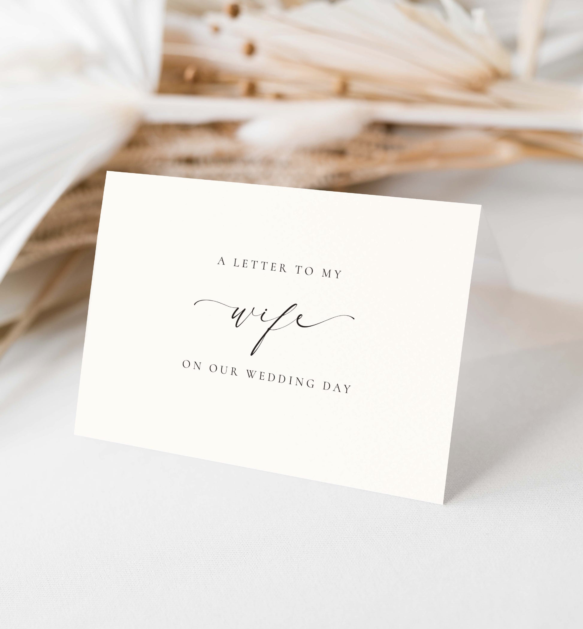 A Letter To My Wife, A Letter My Husband On Our Wedding Day Card, Minimalist Husband and Wife Card, Off White Ivory, Ellesmere