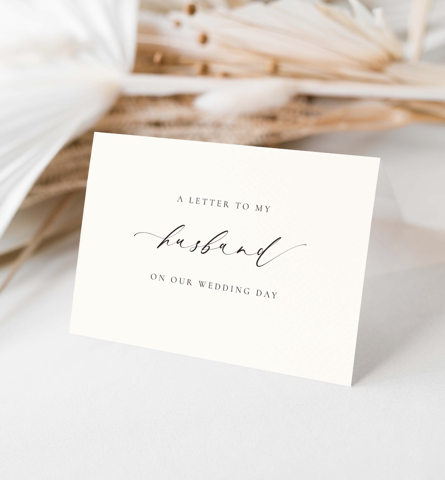 A Letter To My Wife, A Letter My Husband On Our Wedding Day Card, Minimalist Husband and Wife Card, Off White Ivory, Ellesmere