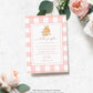 A Little Pumpkin Is The Way Fall Autumn Baby Shower Printable Invite, Raffle Ticket, Book Request, Peach Gingham Check, Girl Baby Shower Invite