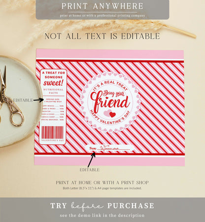 Stripe Red Pink | Printable Valentine's Day Real Treat Chip Bag Template