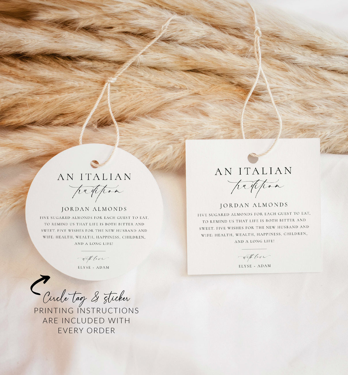 Ellesmere White | Printable Jordan Almonds Favour Tag Template – Black ...
