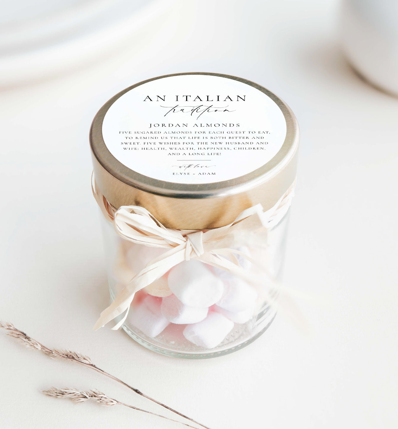 Ellesmere White | Printable Jordan Almonds Favour Tag Template – Black ...