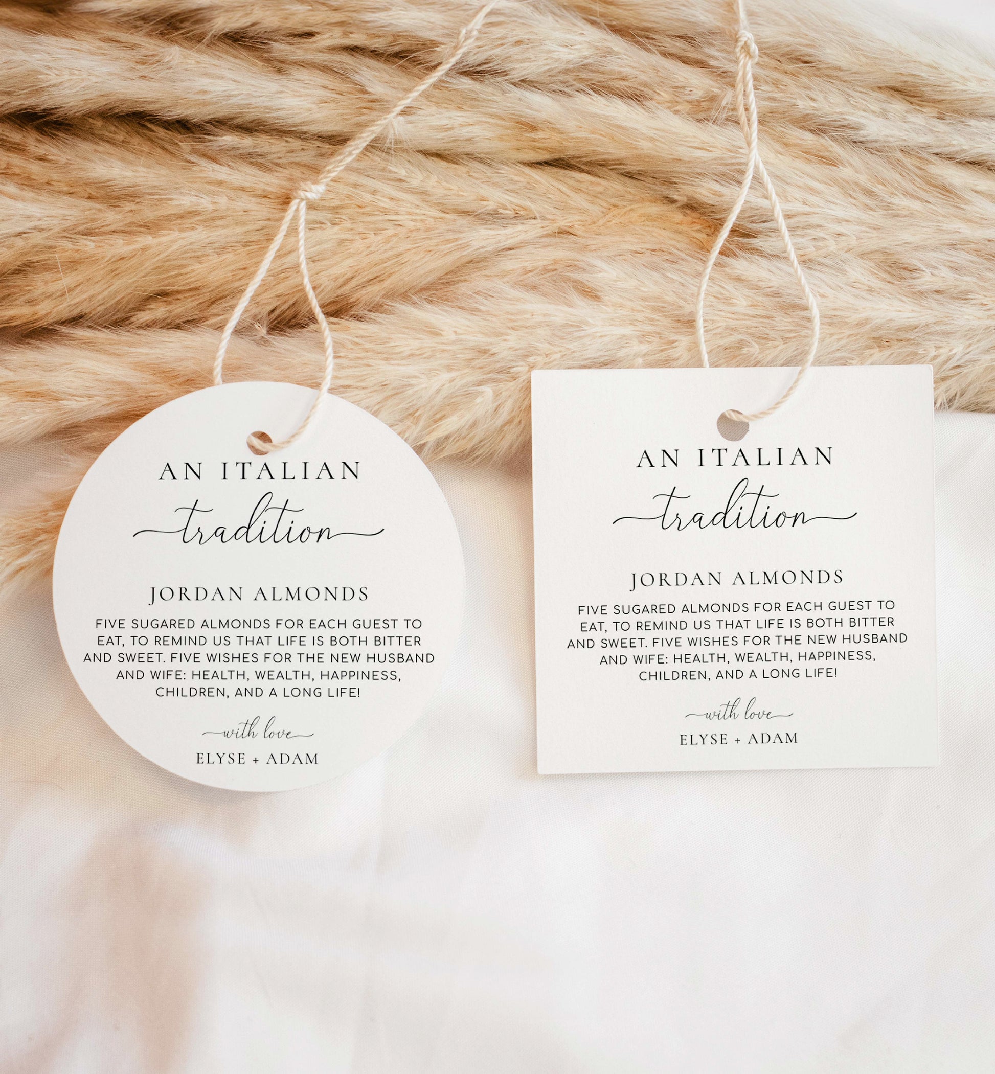 An Italian Tradition Favor Tag, Printable Jordan Almonds Tag, Minimalist Sugared Almonds Wedding Favor, Wedding Tradition Tag, Quinn Script