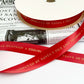 Nice List Member Approved By Santa Satin Ribbon, Red Gold, 25mm Wide Woven Edge Satin Ribbon, Christmas Decorations Craft and Wrap, Bows Presents Wrapping Ribbon