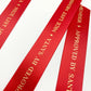 Nice List Member Approved By Santa Satin Ribbon, Red Gold, 25mm Wide Woven Edge Satin Ribbon, Christmas Decorations Craft and Wrap, Bows Presents Wrapping Ribbon