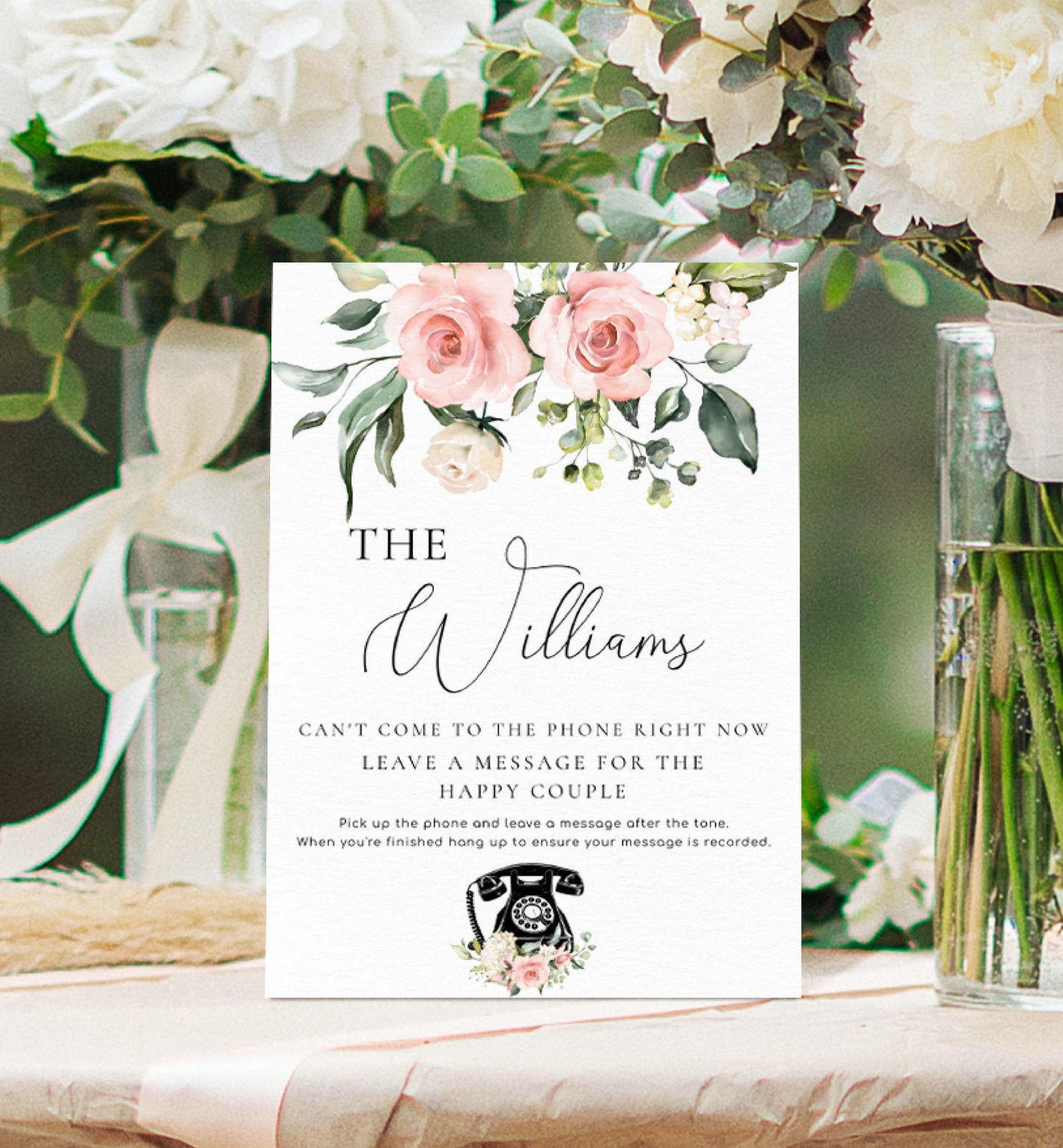 Darcy Floral Pink | Printable Audio Guestbook Sign Template