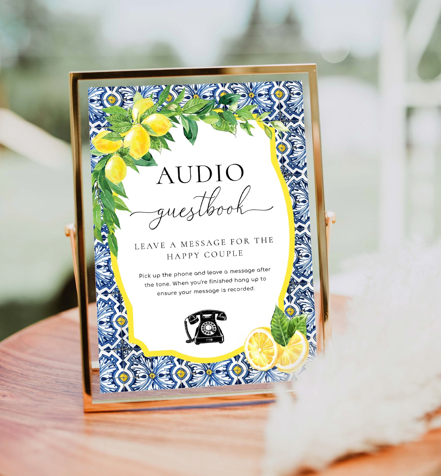 Positano Lemons | Printable Audio Guestbook Sign Template