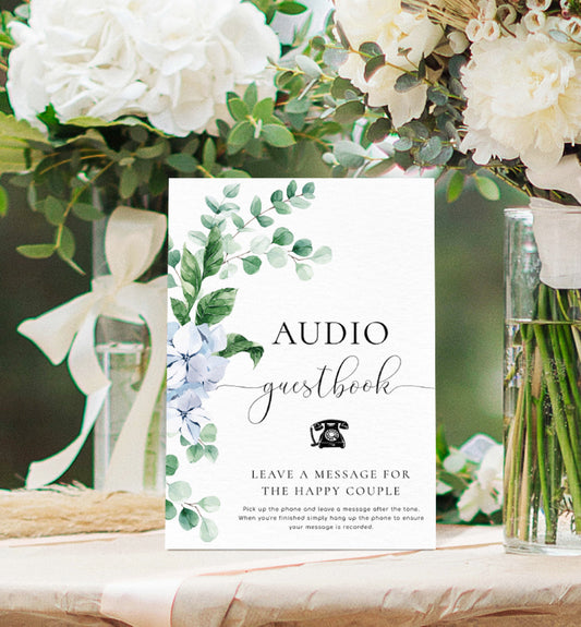 Ferras Blue | Printable Audio Guestbook Sign Template