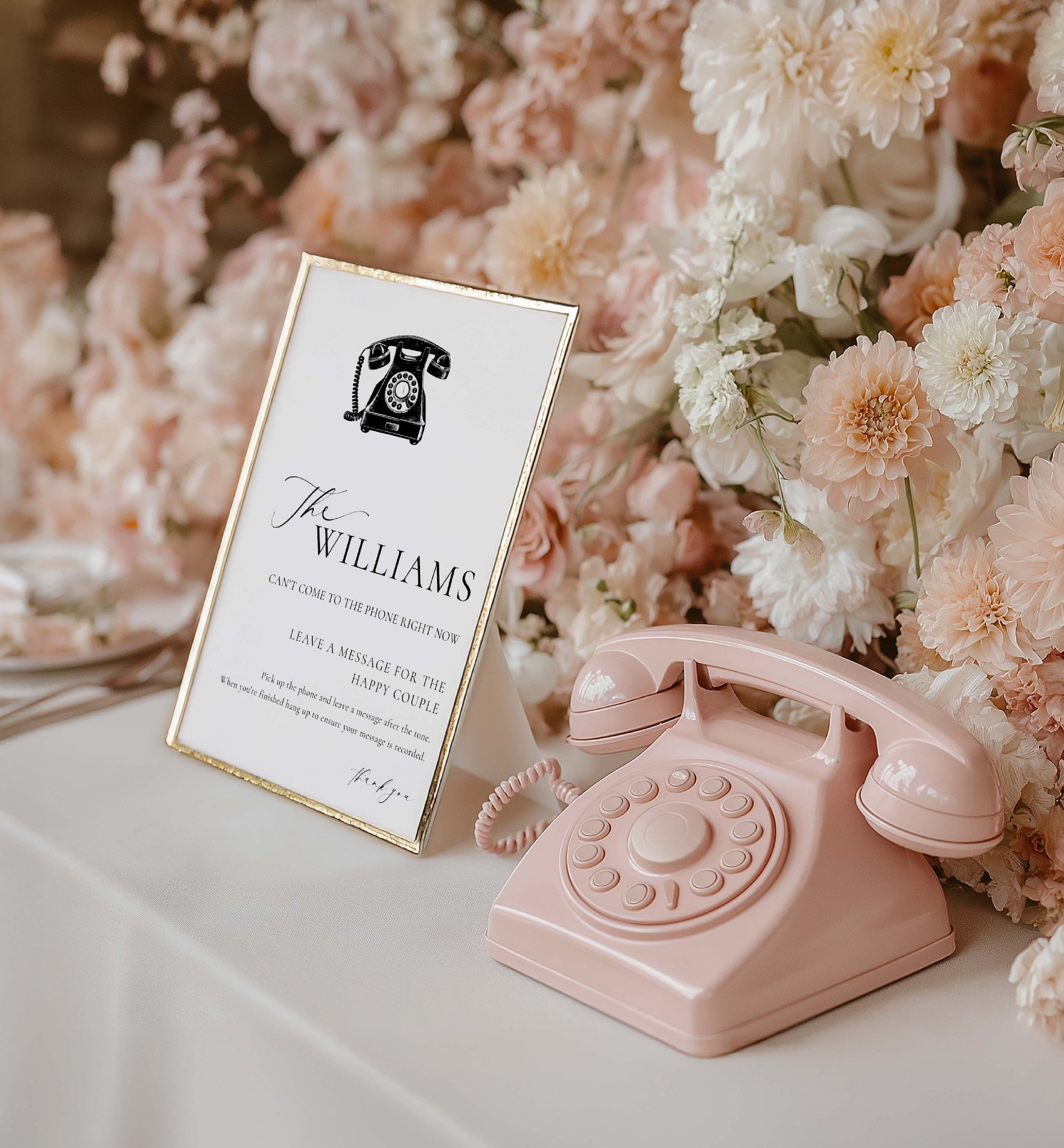Printable Telephone Guestbook Sign, Voicemail Audio Guestbook Sign, Minimalist Wedding Phone Message Guest Book Sign, Ellesmere