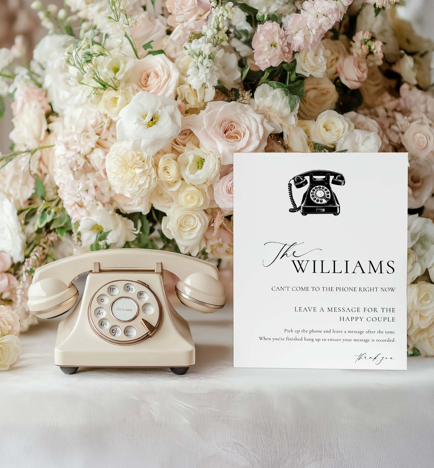 Printable Telephone Guestbook Sign, Voicemail Audio Guestbook Sign, Minimalist Wedding Phone Message Guest Book Sign, Ellesmere